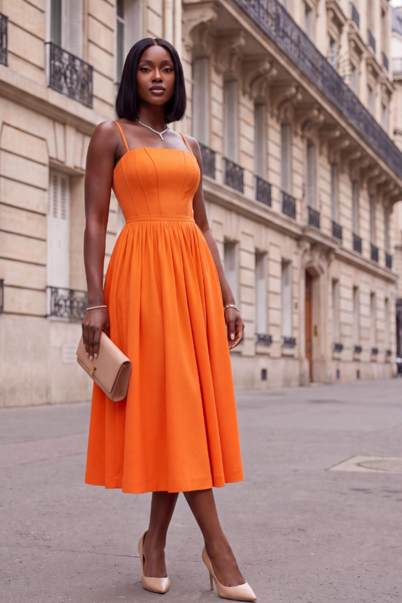 The Aurora Pleated Midi Dress