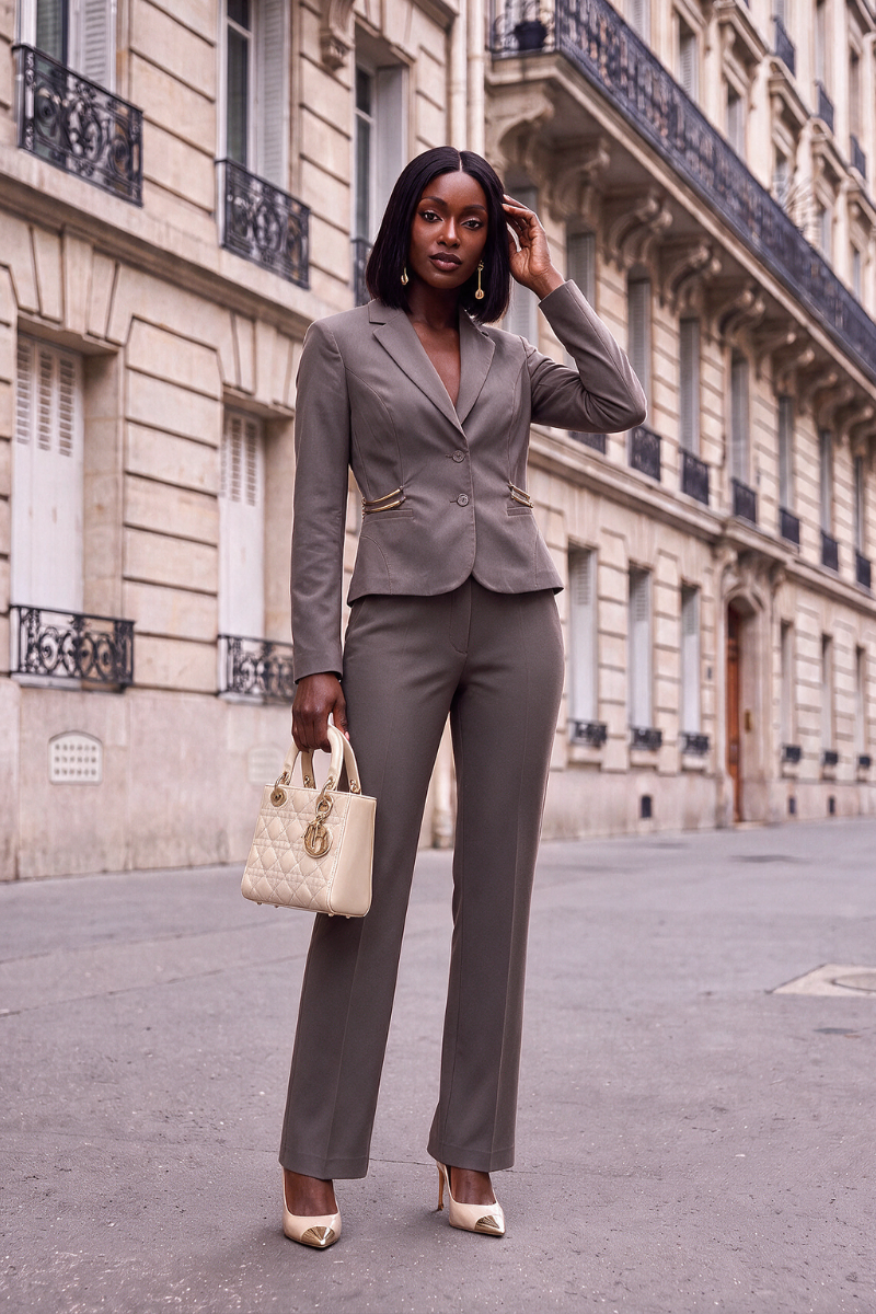 The Avenue Montaigne Taupe Suit
